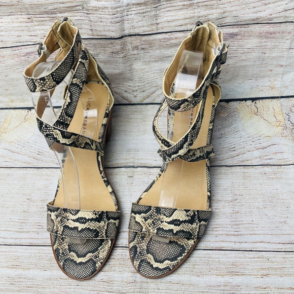 Lucky Brand Ressia Size 10M Women Leather Ankle Strap Heel Sandals - Picture 4 of 11